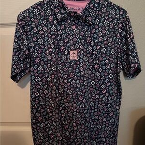 Pins & Aces Men's Floral Polo Shirt NWOT
